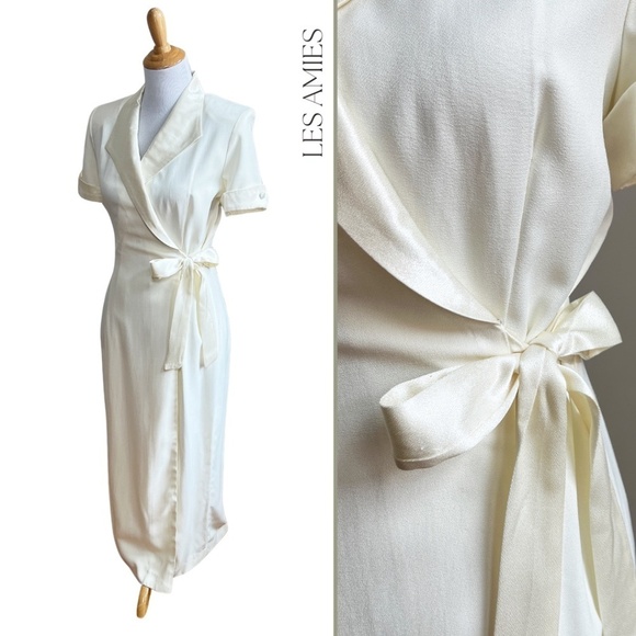 Vintage NWT Renzo Armoni Made in USA Wrap Off White Pearl Wedding Dress Gown 10P - Picture 1 of 13